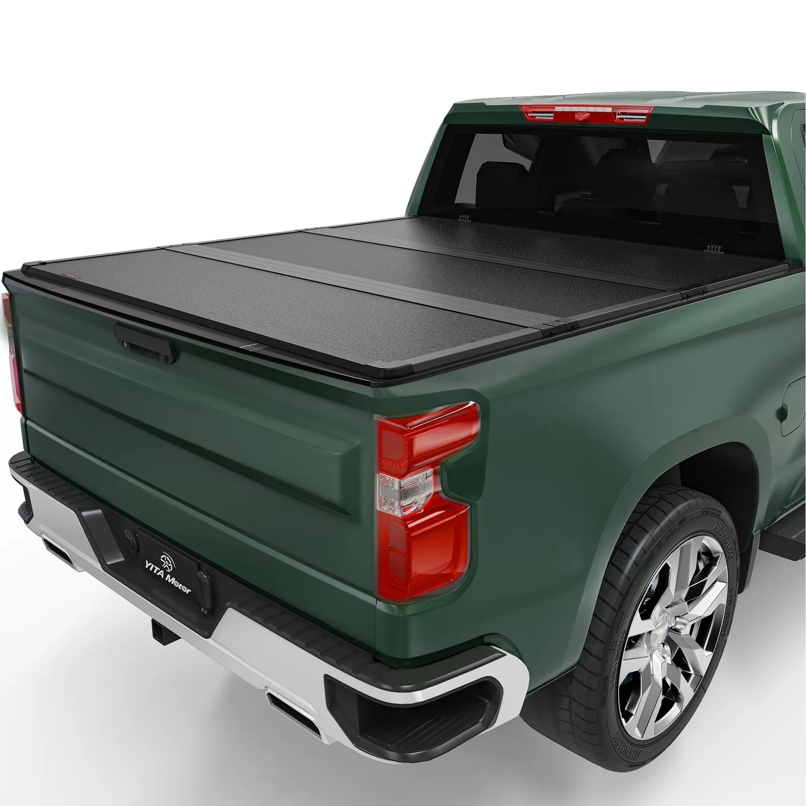 Autobull hard top tri-fold tonneau cover closed on a Chevy Silverado