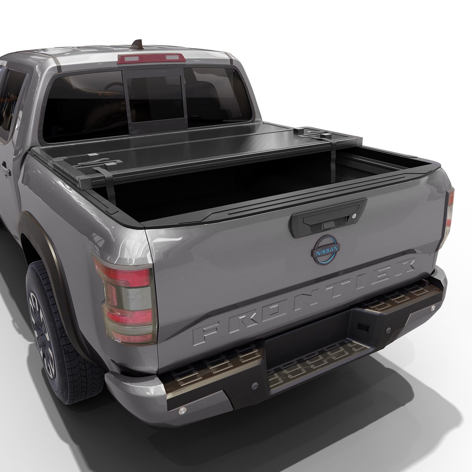 Autobull hard top tri-fold tonneau cover closed on a Nissan Frontier
